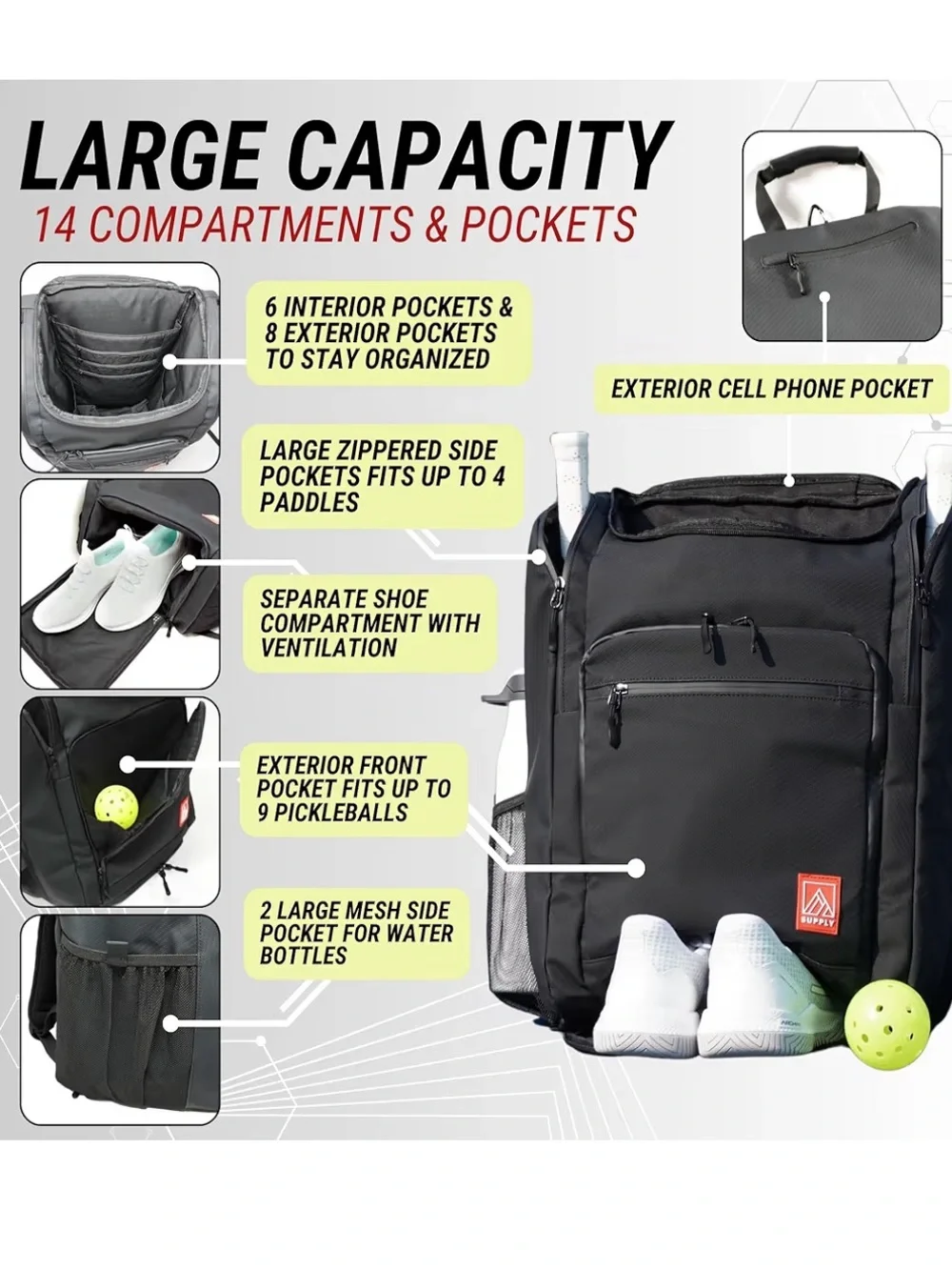 Pickleball Bag - Large Oversized Backpack NEW